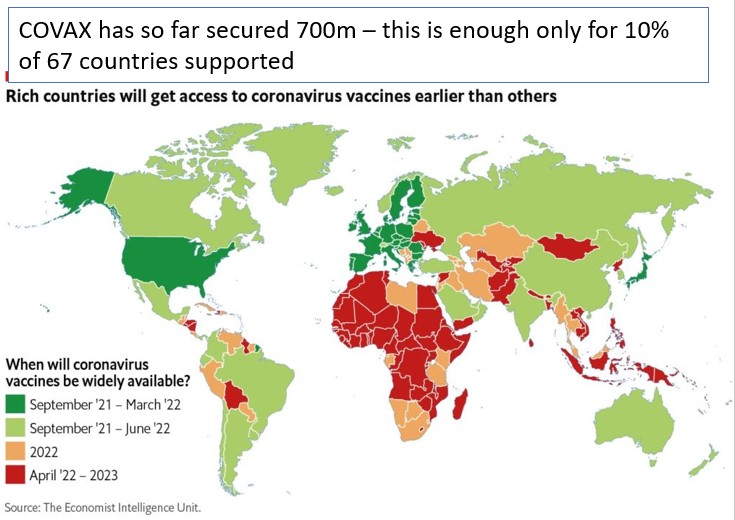 general aviation in covid vaccine distribution - maf map via the economist