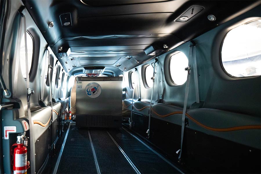 Photo showing the inside of Tecnam’s P2012 TRAVELCARE platform