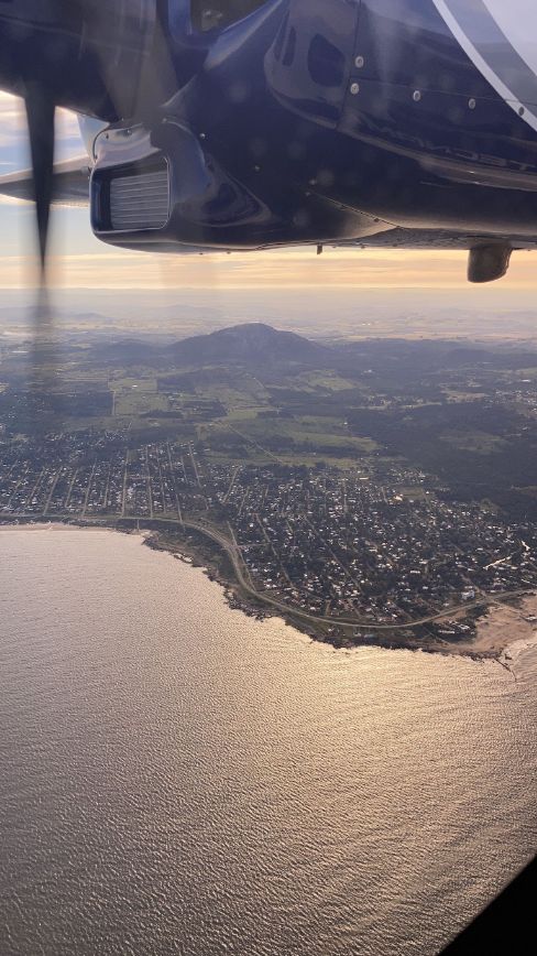 airplane view of Uruguay coast line