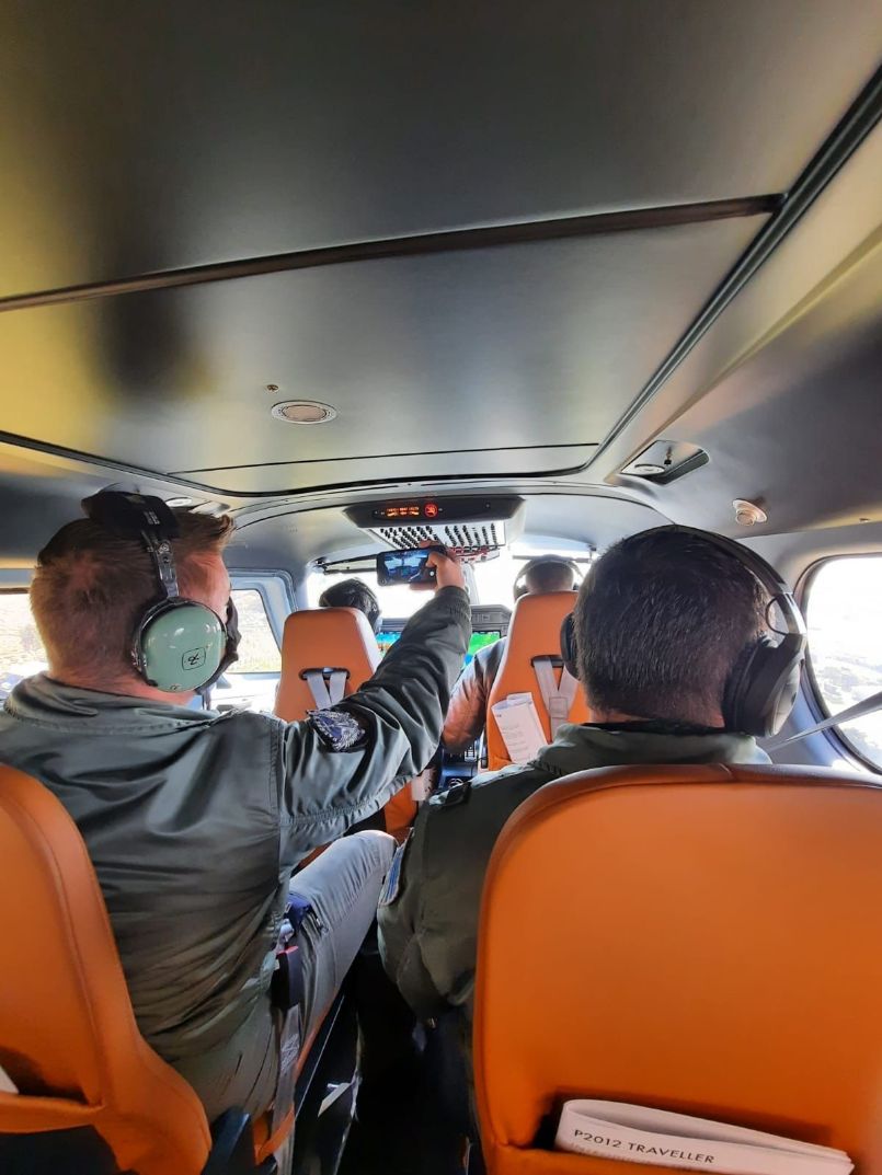 pilots flying the p2012 traveller. inside view