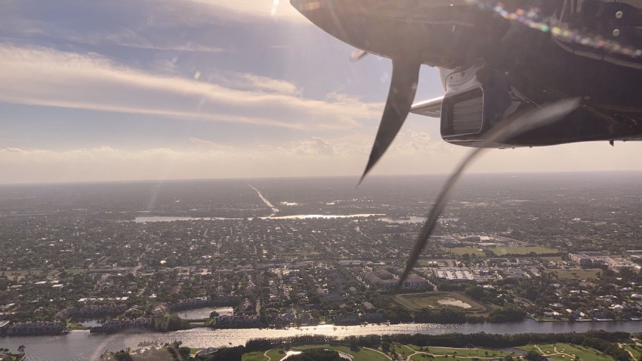 The view of Florida coast from P2012 Traveller aircraft